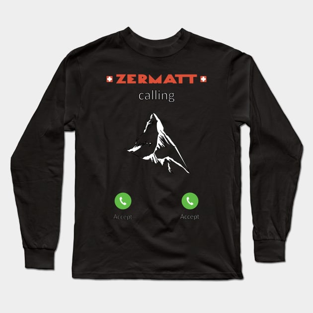 Zermatt Calling Long Sleeve T-Shirt by BokeeLee